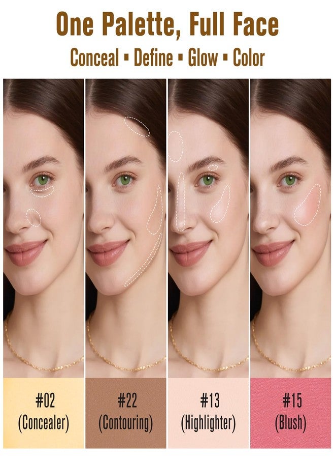UCANBE 26 Colors 4-in-1 Multi-Use Face Palette, Long-Lasting Makeup Palette with 8 Concealers, 6 Contours, 6 Highlighters and 6 Blushes All In One Palette, High Coverage and Travel-Friendly - Image 5